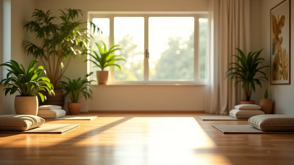 Serene meditation space with natural light and peaceful ambiance for mindfulness practice