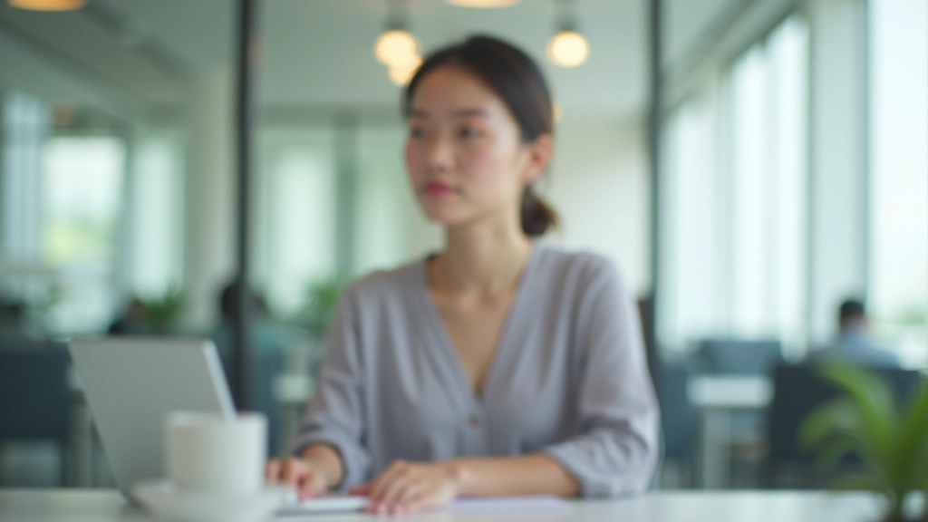 Professional in modern workspace demonstrating mindfulness and focus during a training session